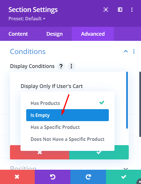 empty cart condition