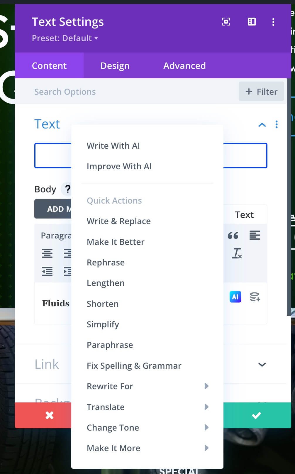 generate text with divi ai 