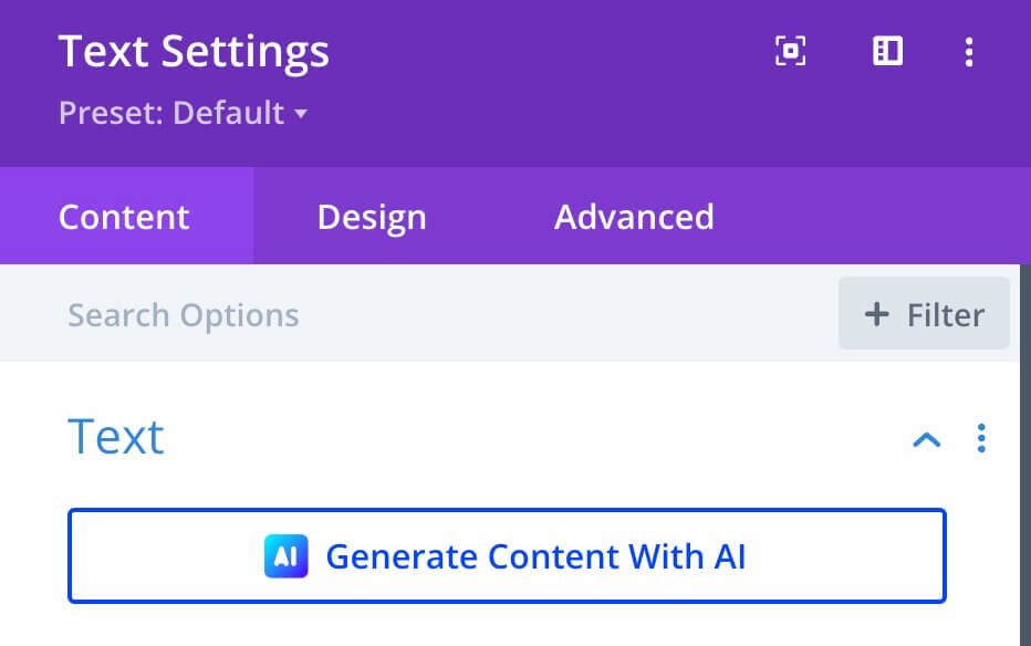 generate text with divi ai